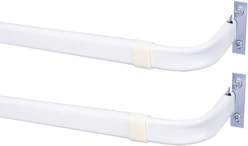Blu-Pier Tech Heavy Duty Single Rod,Lock Seam Curtain Rod 28 to 48-Inch Adjustable Width, 2 1/2-Inch Projection，Hardware Included,White(Pack of 2) - Image 1